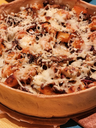 Pompoen feta taart